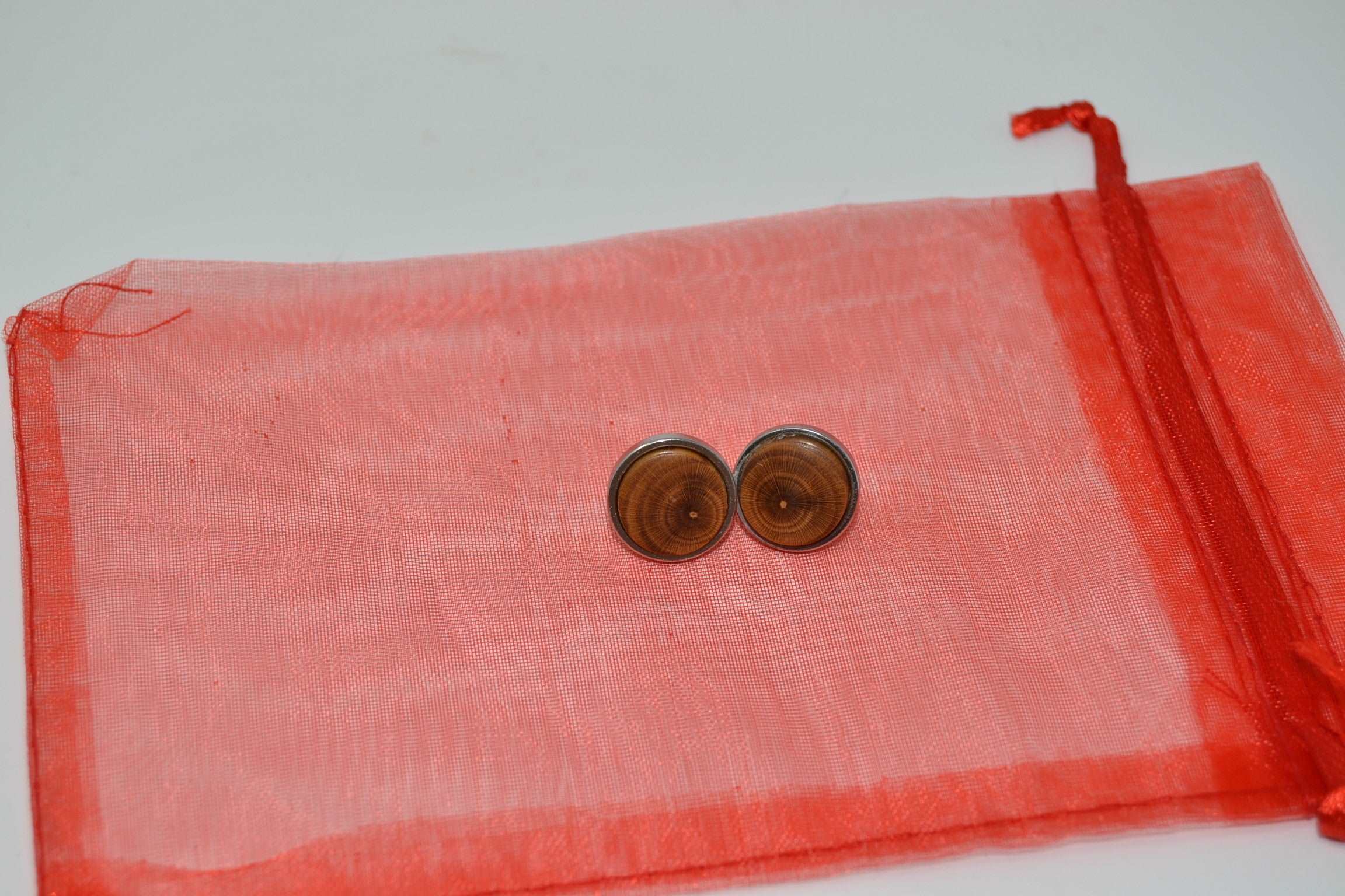 Holz Ohrstecker Ohrringe Zwetschke 1,5 Handarbeit