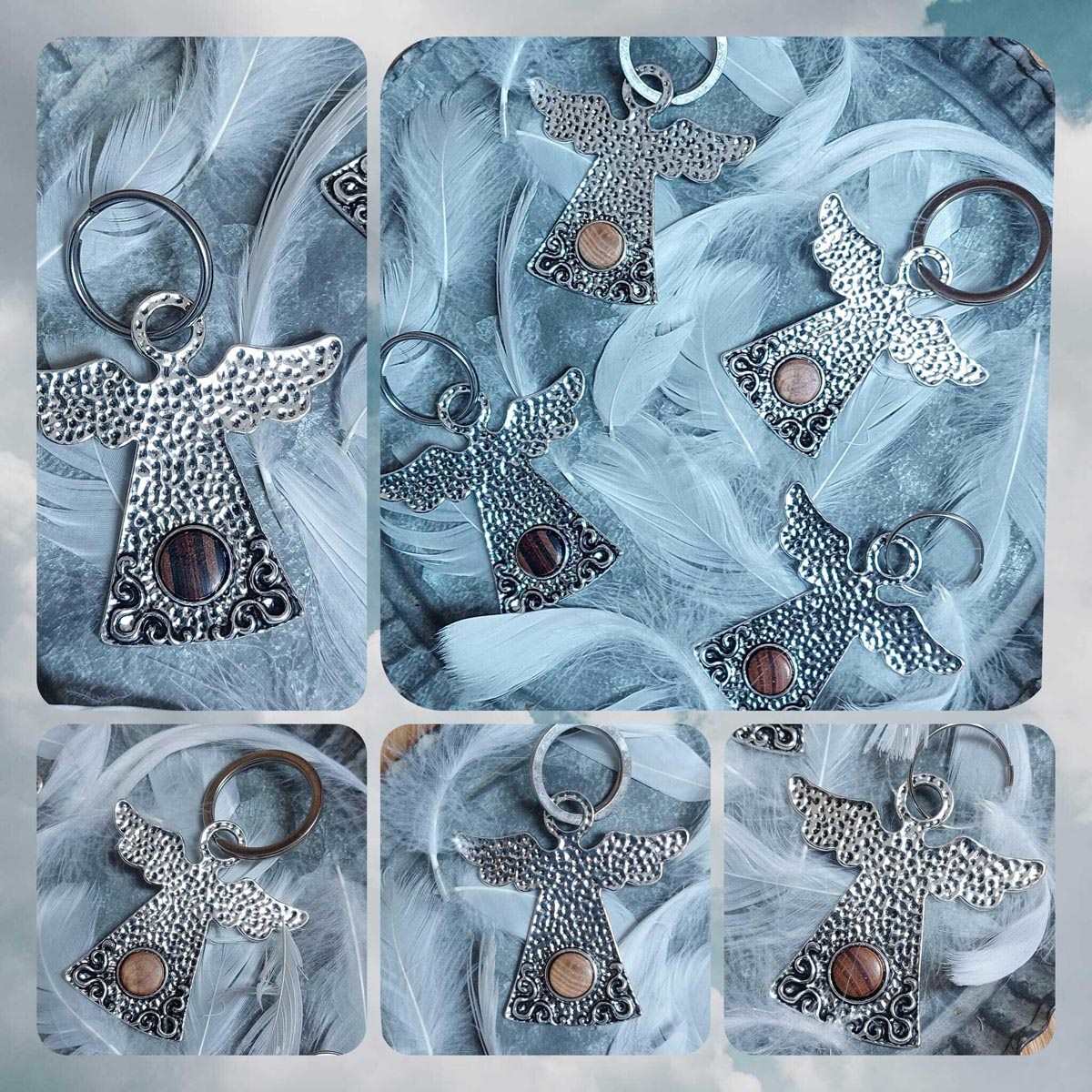 Holzschlüsselanhänger "Engel"