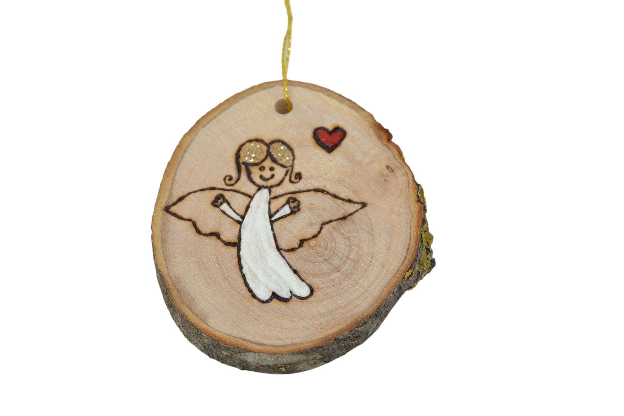 Holz Weihnachtsbaum Schmuck Geschenkanhänger mit Engel-Motiv