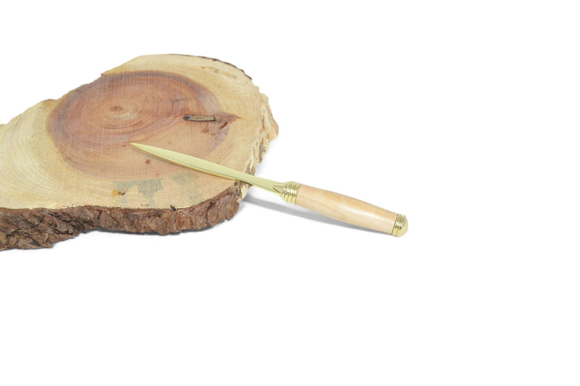 Holz Brieföffner Rosskastanie 24k vergoldet