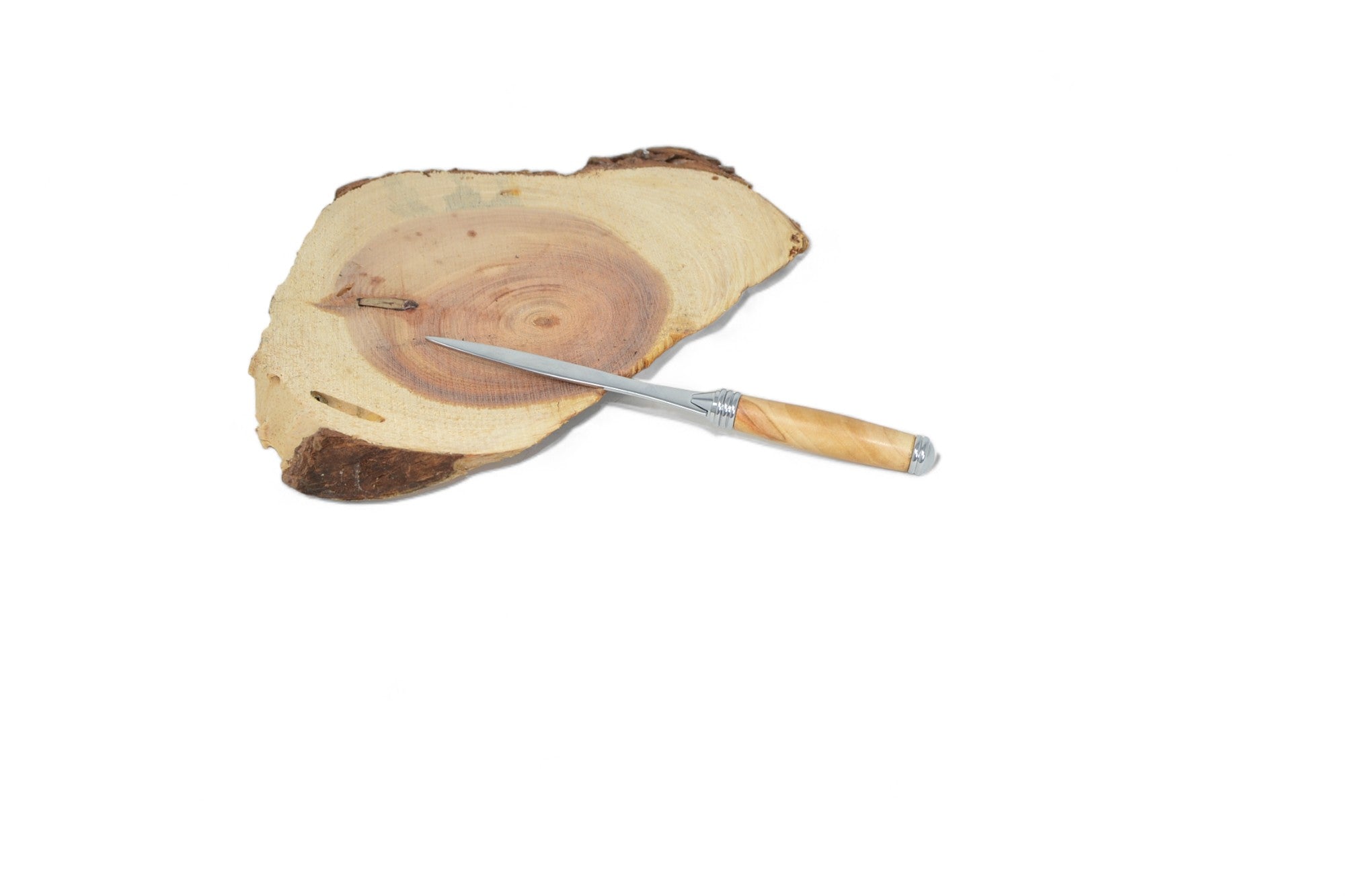 Holz Brieföffner aus Rosskastanie, verchromt