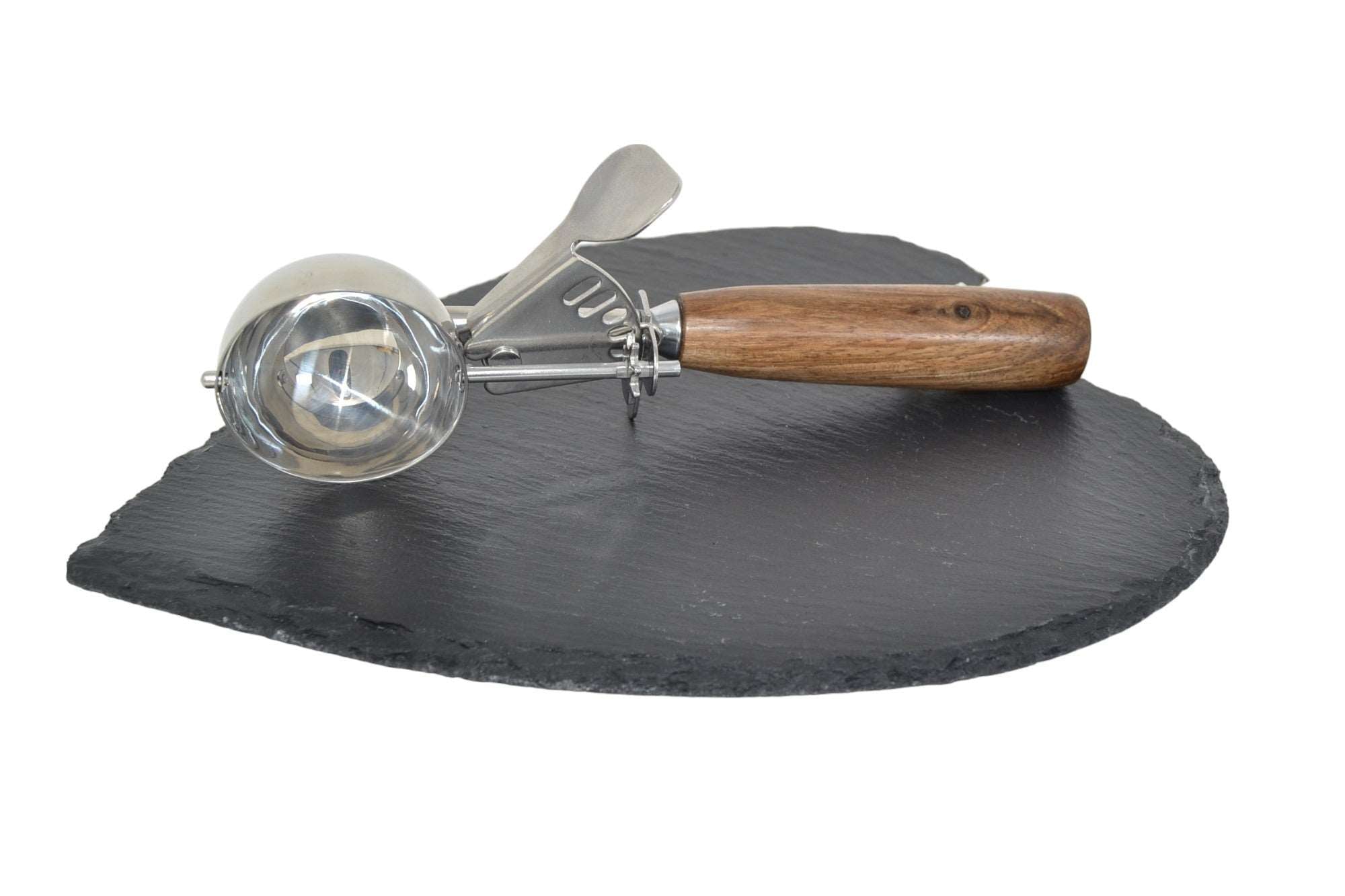 Handgefertigter Holz Eisportionierer aus Walnussholz