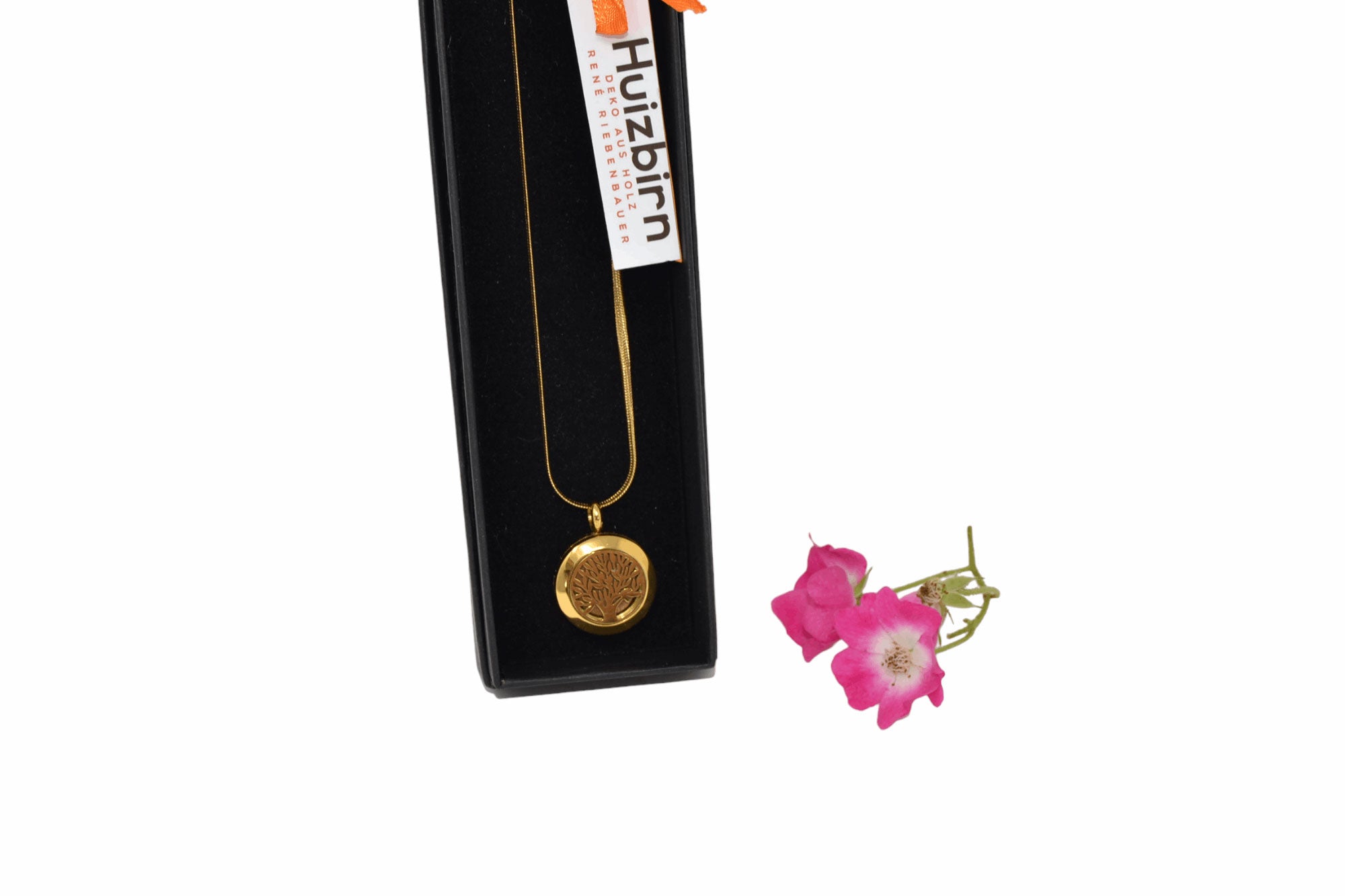 Holz Halskette Ulme Lebensbaum 2 cm Trachtenschmuck Handarbeit