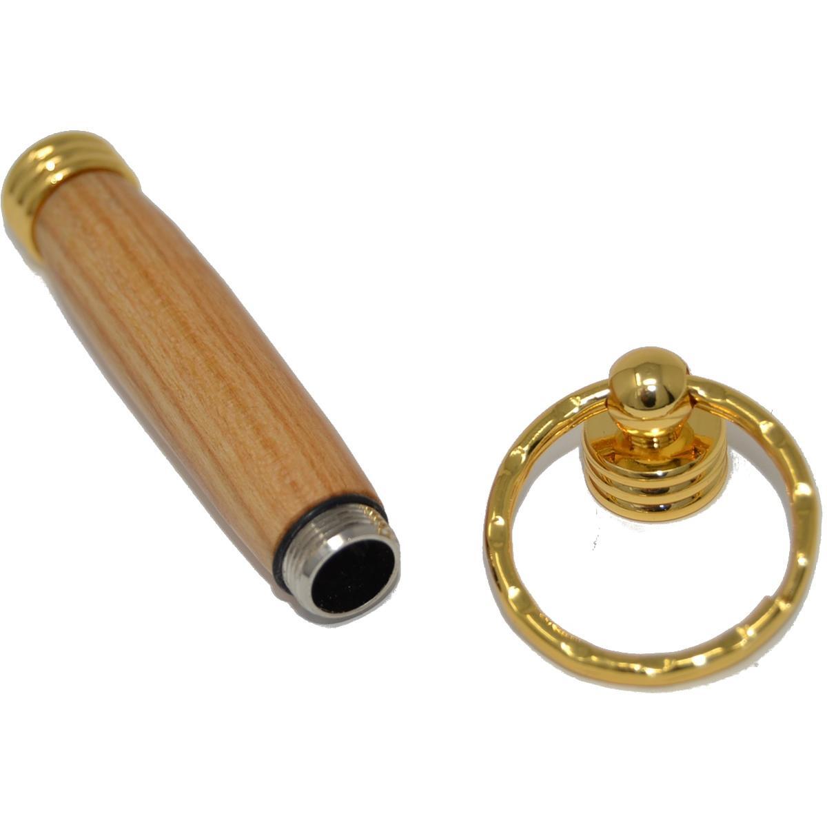 Holz Schlüsselanhänger mit Geheimfach aus Kirsche, vergoldet