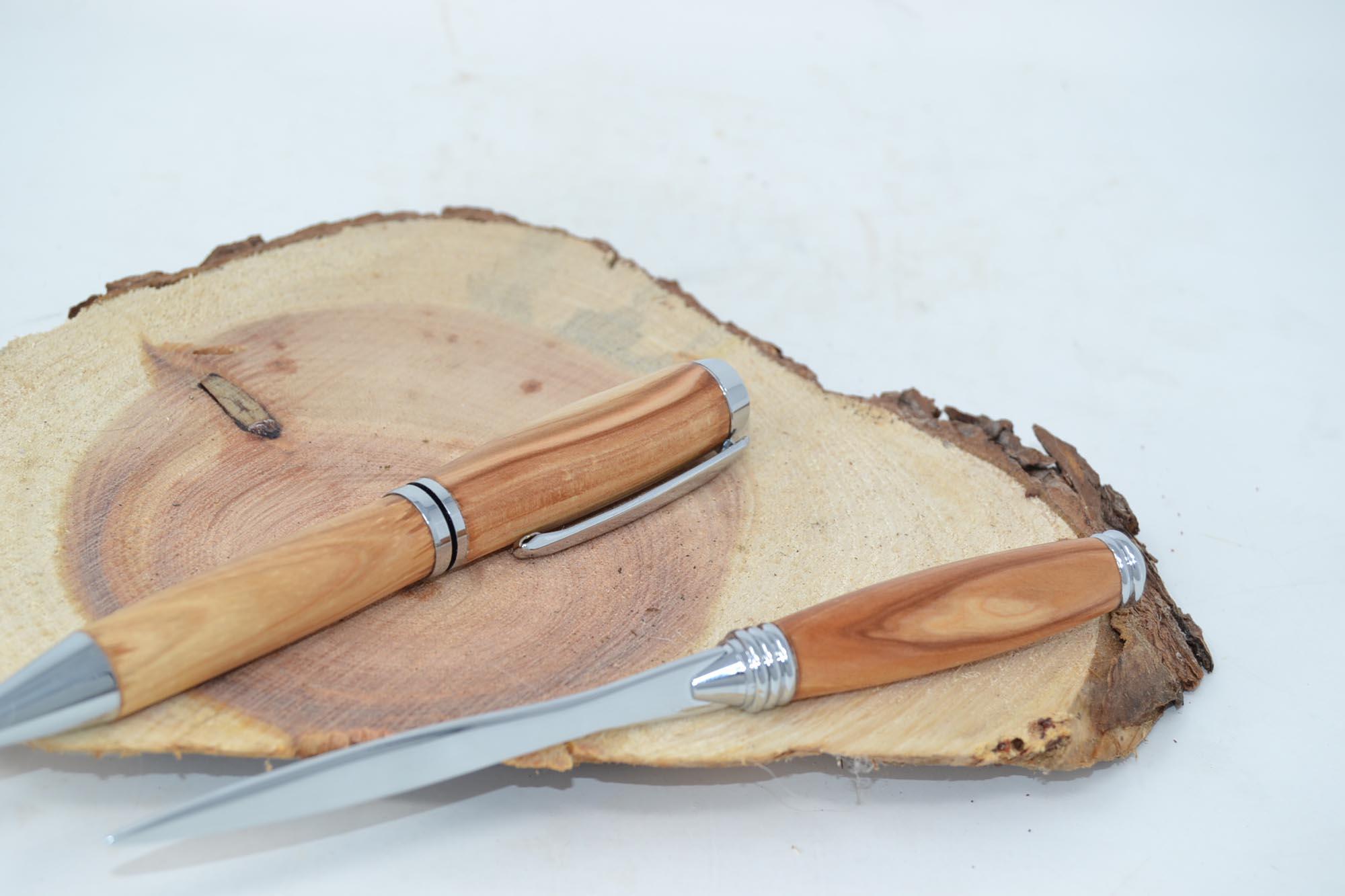 Holz Schreibset Holzkugelschreiber Brieföffner aus Apfelholz