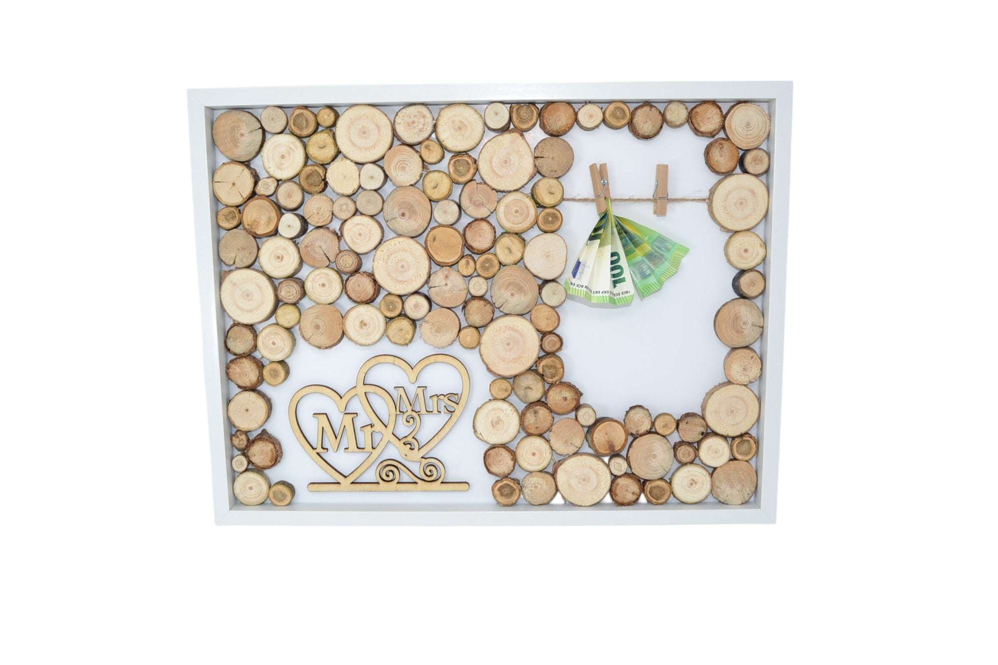 3D Holzbild Geldgeschenk "Mr. & Mrs."
