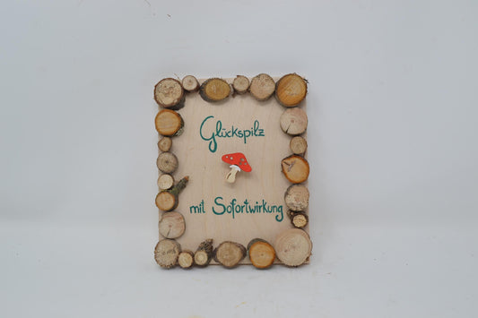 Holzbild "Glückspilz" aus Baumscheiben
