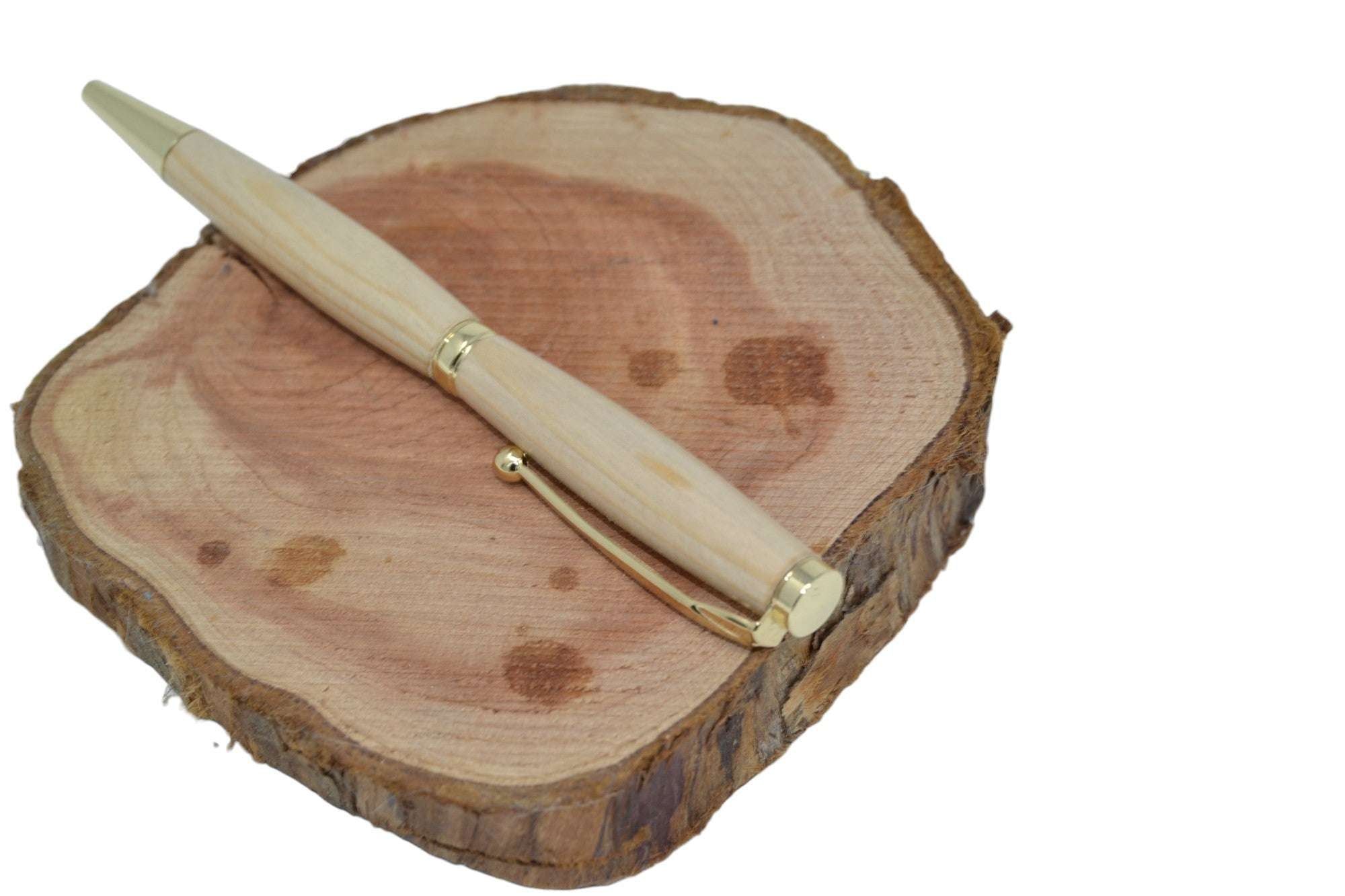 Holz Kugelschreiber aus Tannenholz mit 24k vergoldetem Bausatz