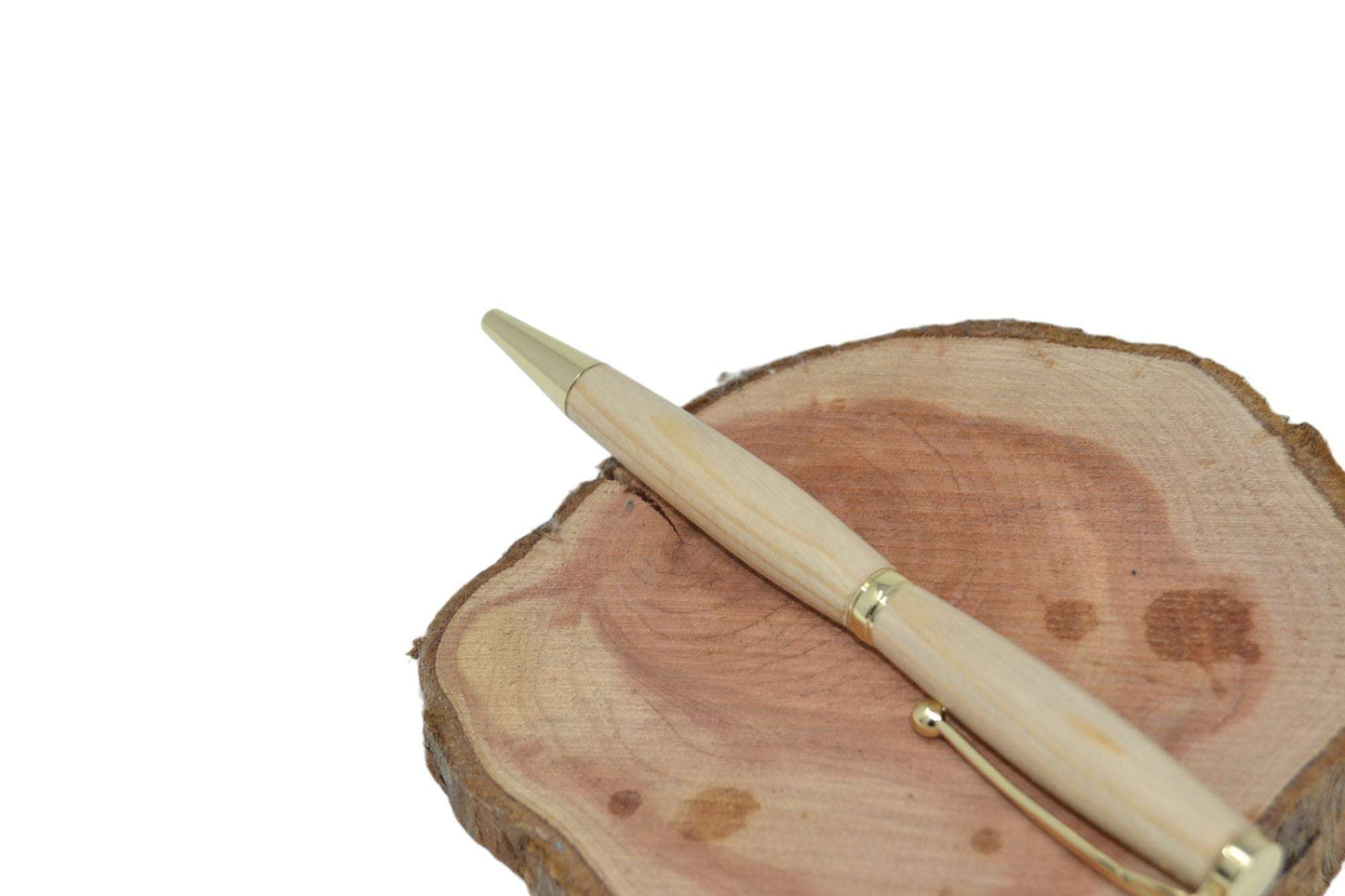 Holz Kugelschreiber aus Tannenholz mit 24k vergoldetem Bausatz