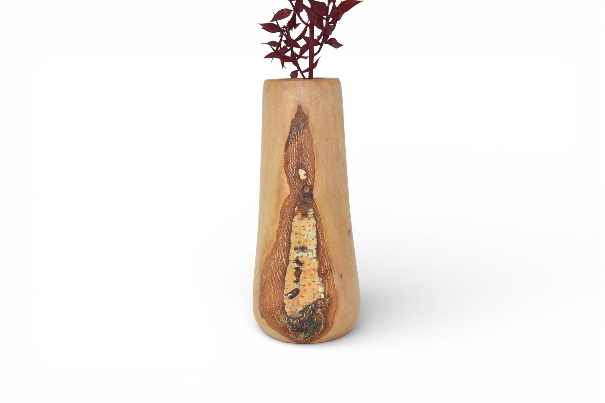 Holz Blumenvase Birke 70 cm Handarbeit