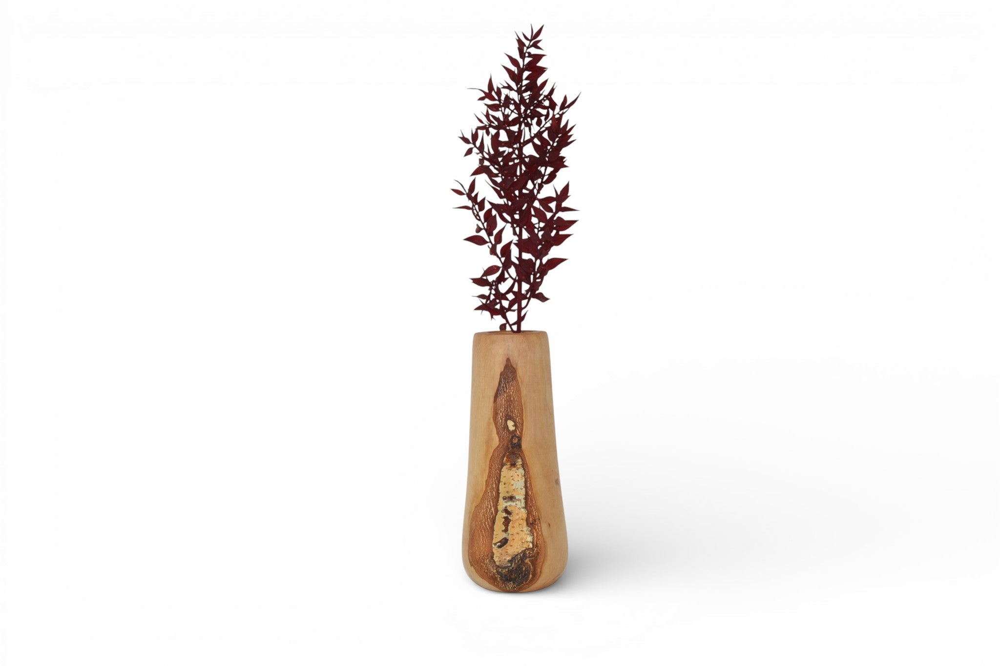 Holz Blumenvase Birke 70 cm Handarbeit