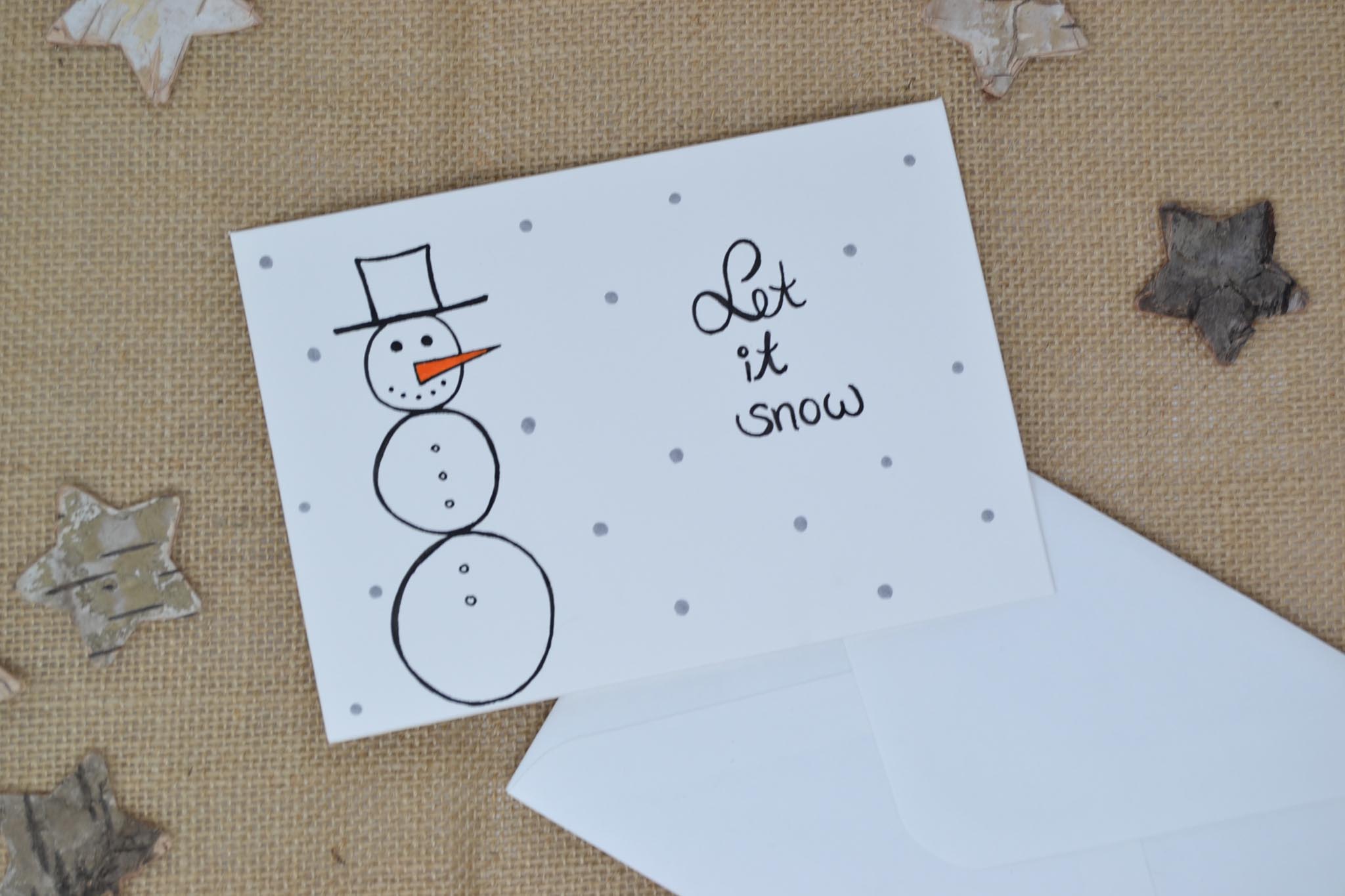 Handgefertigte Weihnachtskarte "Let it snow"