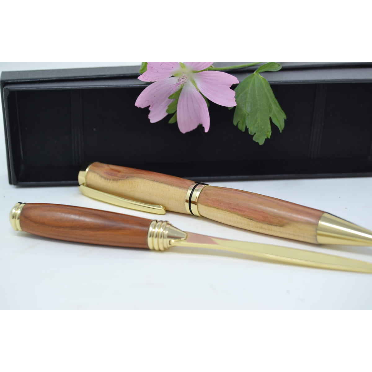 Edles Geschenkset Holzkugelschreiber mit Holz Brieföffner aus Zwetschke