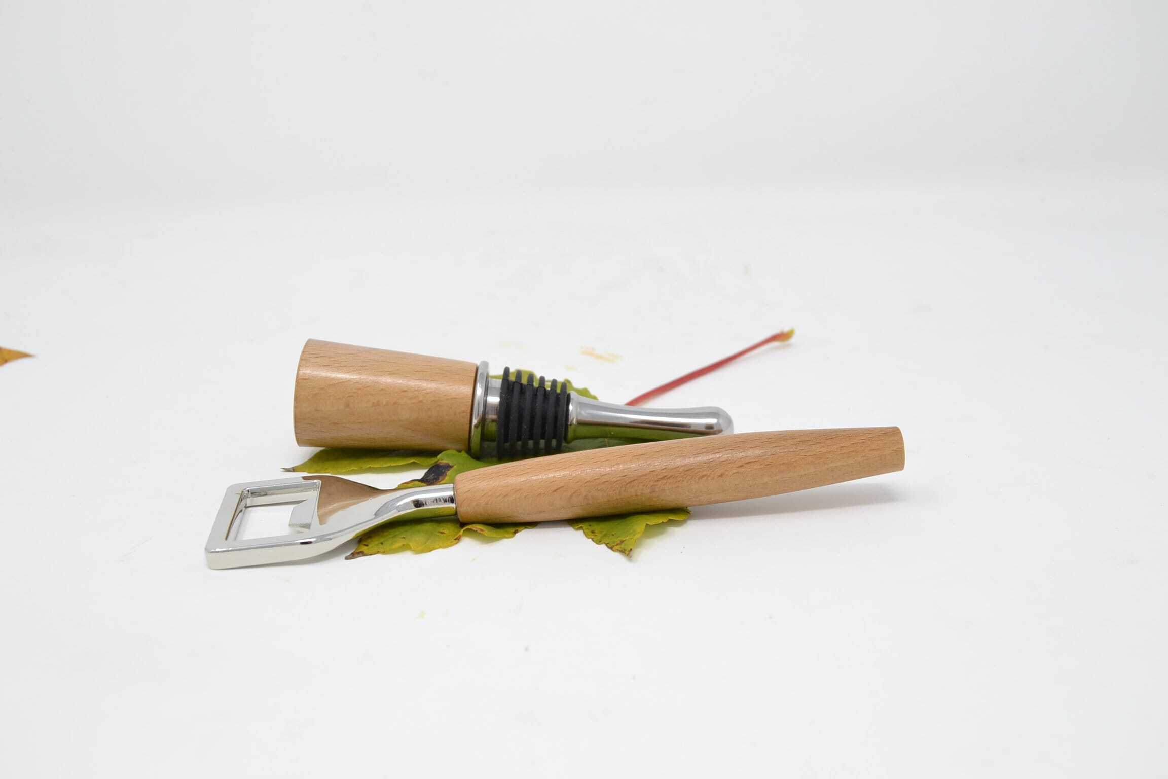 Holz Flaschenöffner und Flaschenverschluss aus Buche