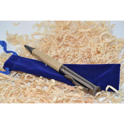 Holzkugelschreiber gestockte Hainbuche gun metallic Unikat handmade