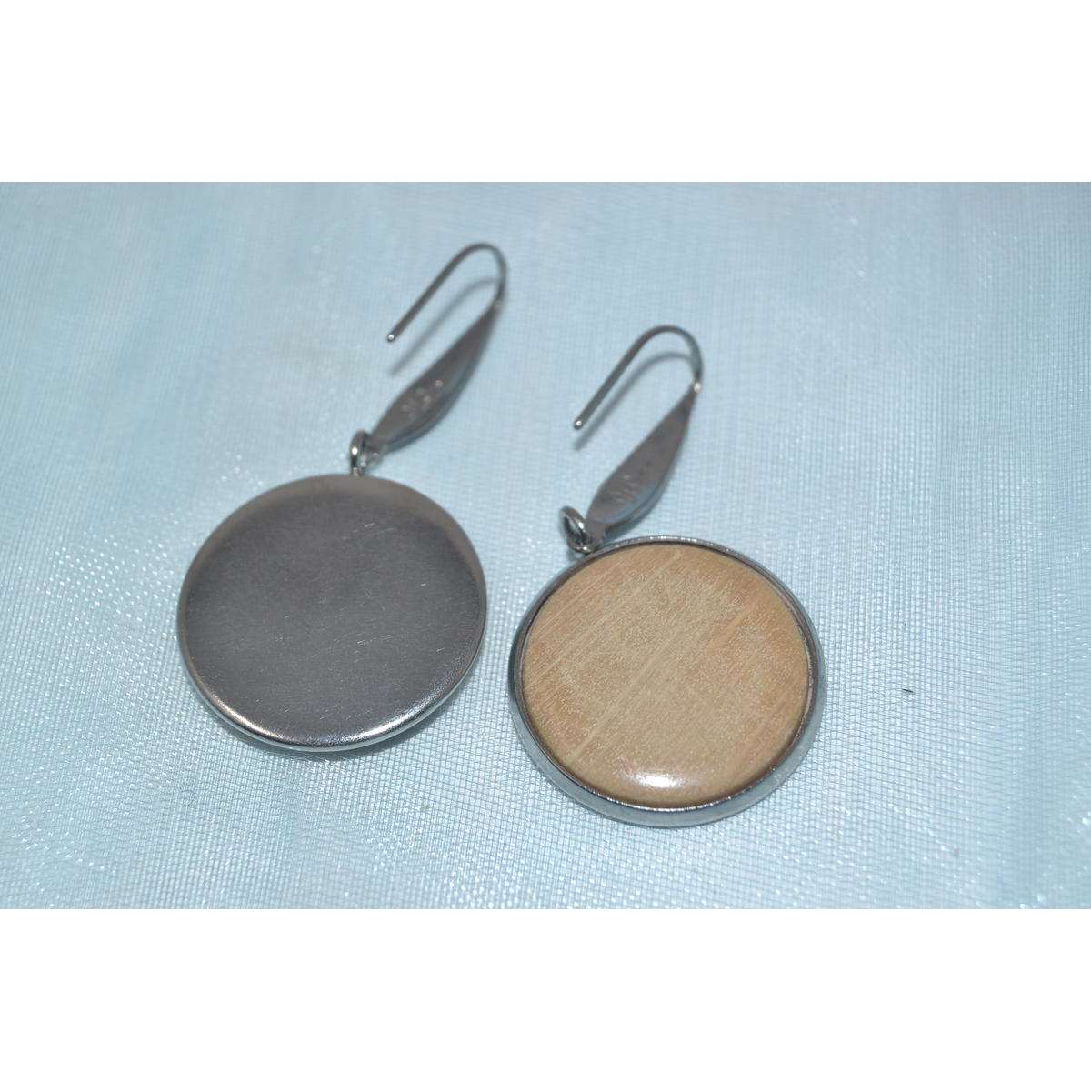 Holz Ohrringe Hainbuche Edelstahl 2 cm Handarbeit