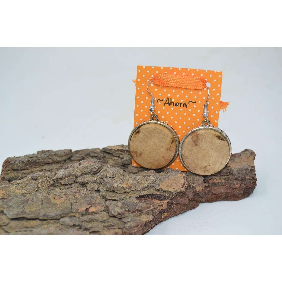 Holz Ohrringe 3 cm Ahorn Handarbeit