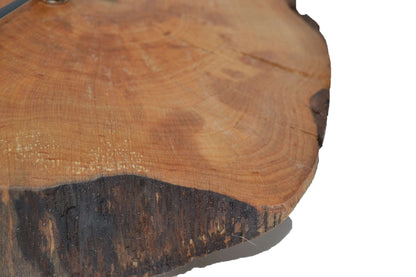 Holz Wanduhr 25x24 cm Erle Baumscheibenuhr Handarbeit