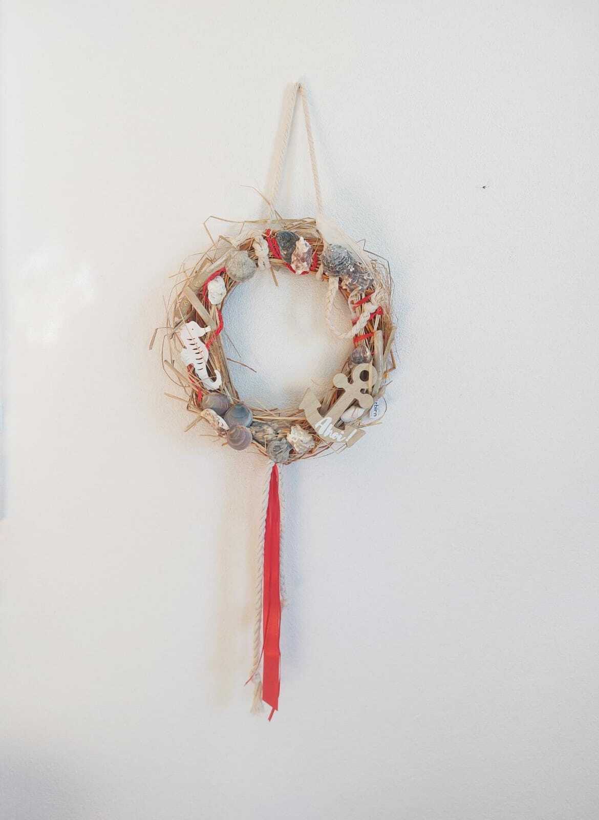 Sommer Türkranz Dekokranz ⌀34 cm rot Handarbeit