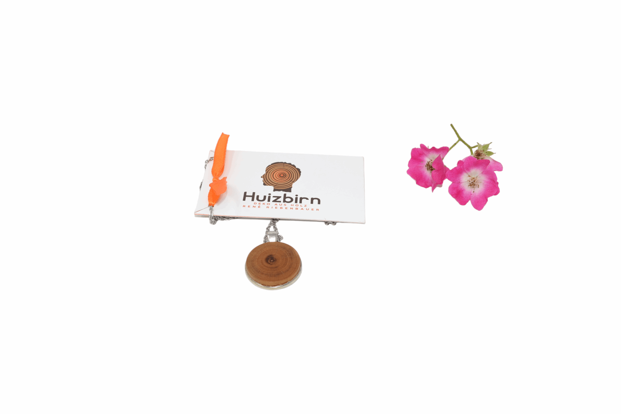 Holz Halskette mit Karabiner-Verschluss Zwetschke 3 cm