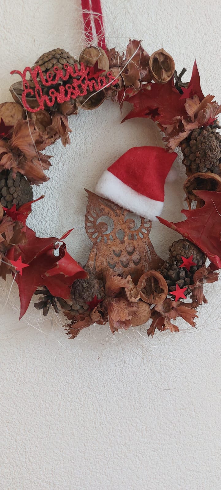 Weihnachtstürkranz "Eule" aus Naturmaterialien