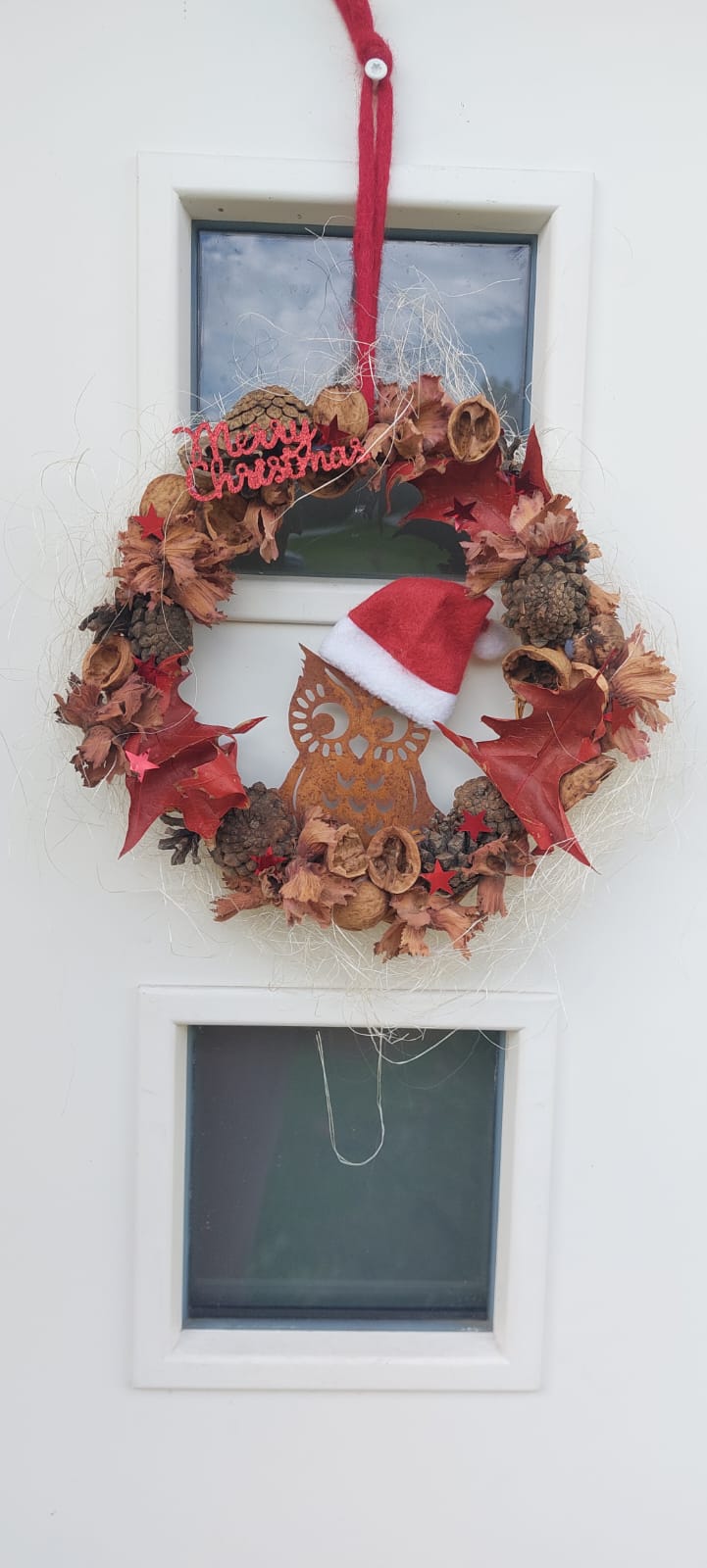Weihnachtstürkranz "Eule" aus Naturmaterialien