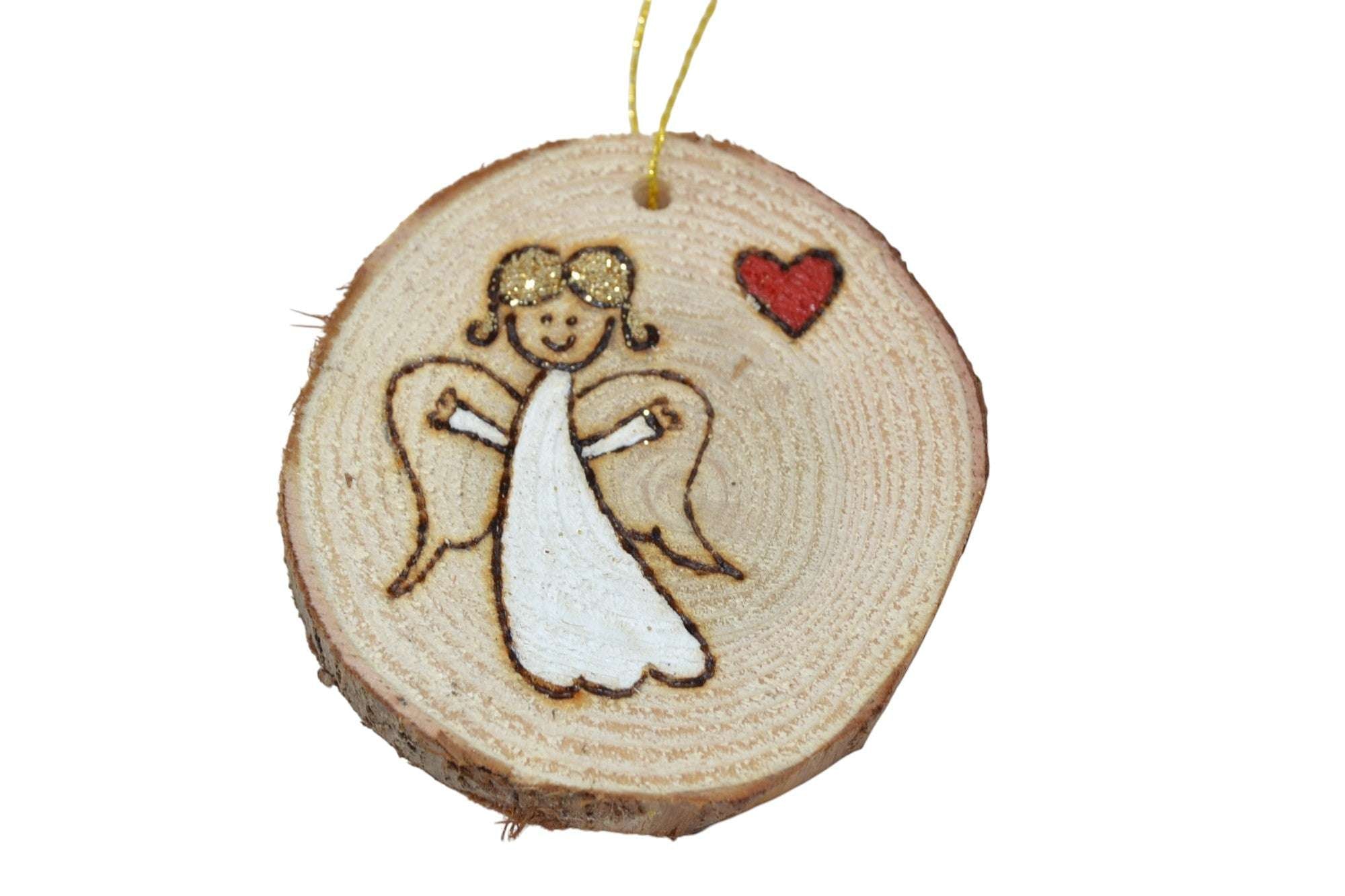 Holz Weihnachtsbaum Schmuck Geschenkanhänger mit Engel-Motiv