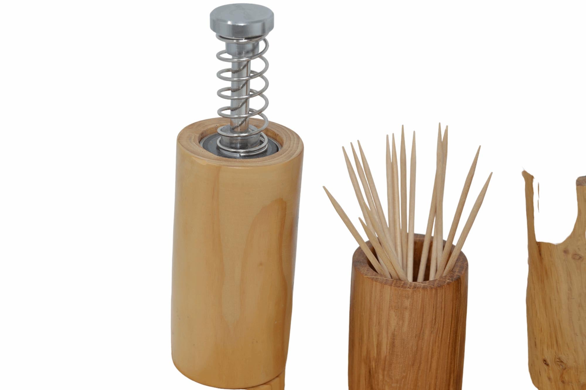 Holz Gewürzmühlen Set aus Thuja, Eiche & Esche