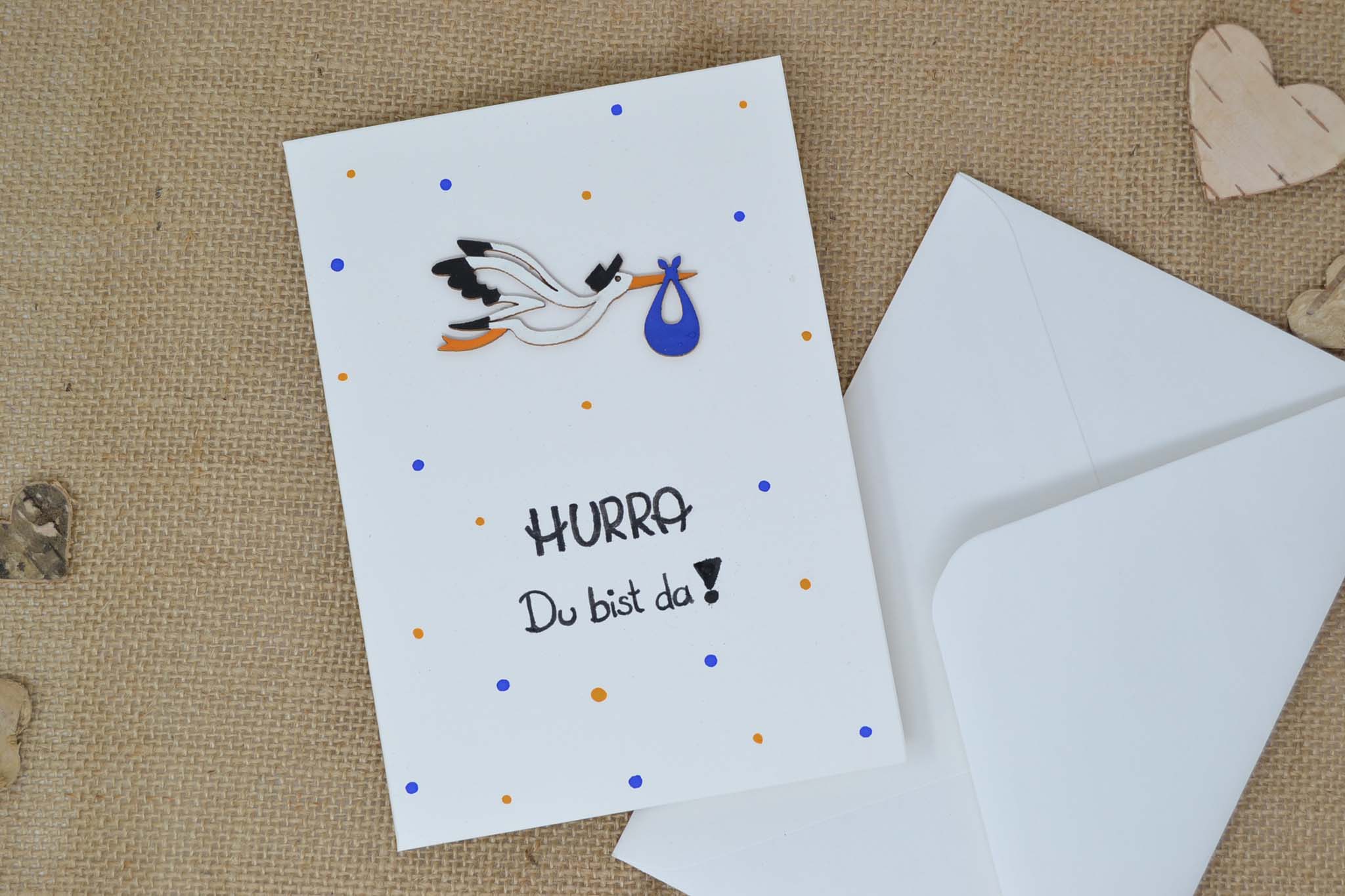 Glückwunschkarte zur Geburt "Storch"