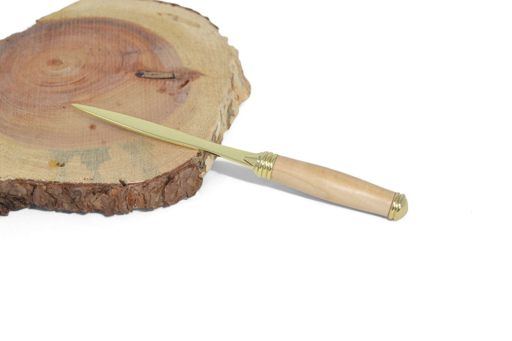 Holz Brieföffner Rosskastanie 24k vergoldet