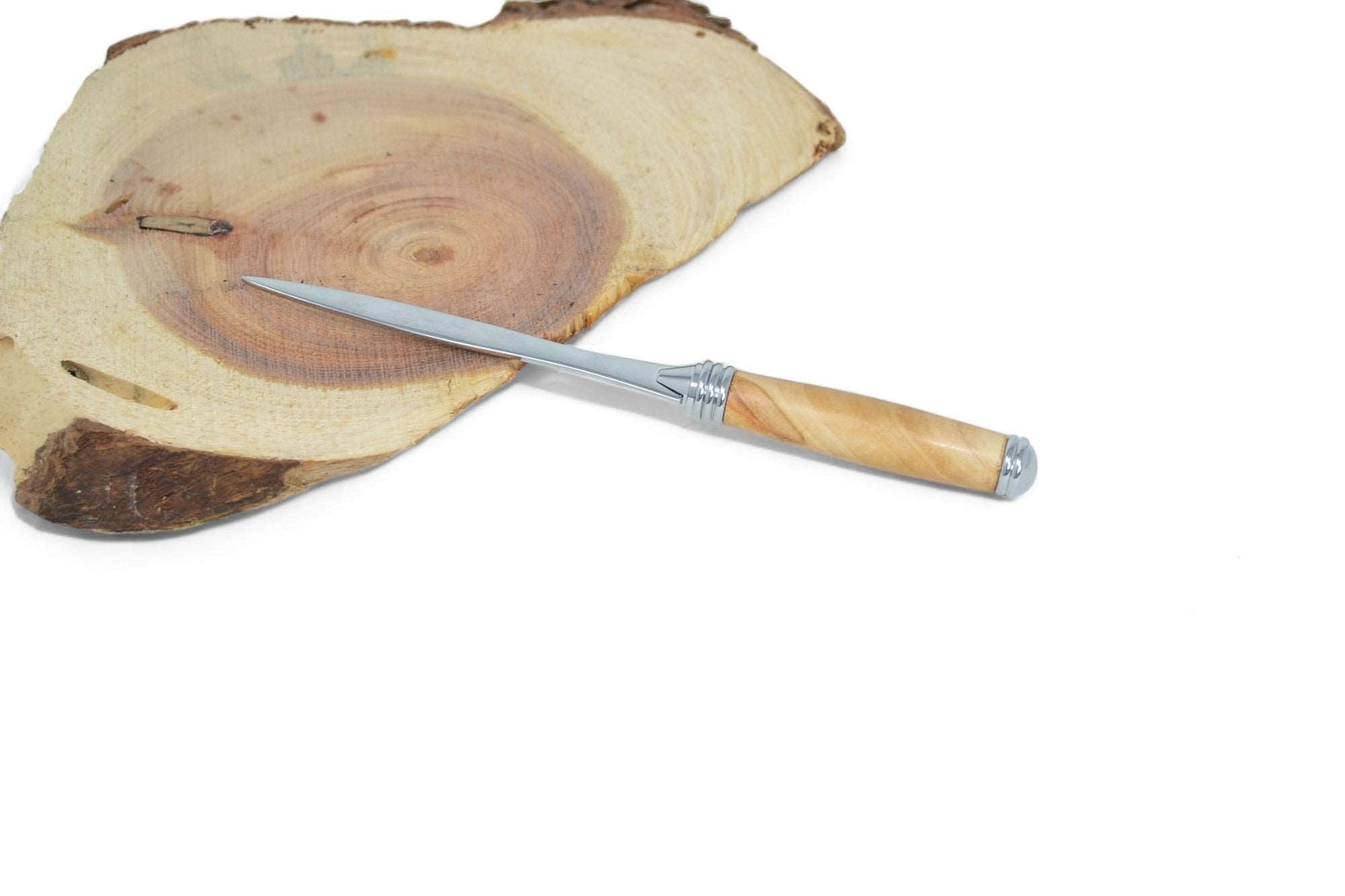 Holz Brieföffner aus Rosskastanie, verchromt