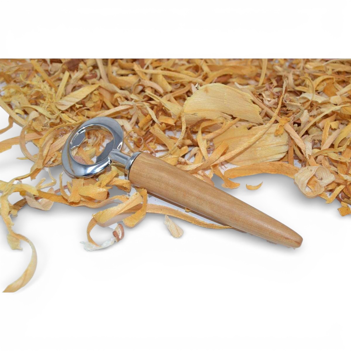 Holz Flaschenöffner Birne Handarbeit Edelstahl verchromt