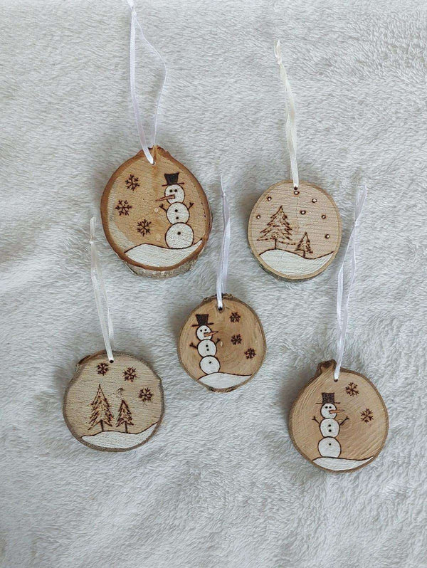 5er Set Holz Geschenkanhänger Christbaumschmuck Weihnachtsbaumschmuck Weihnachtsdeko