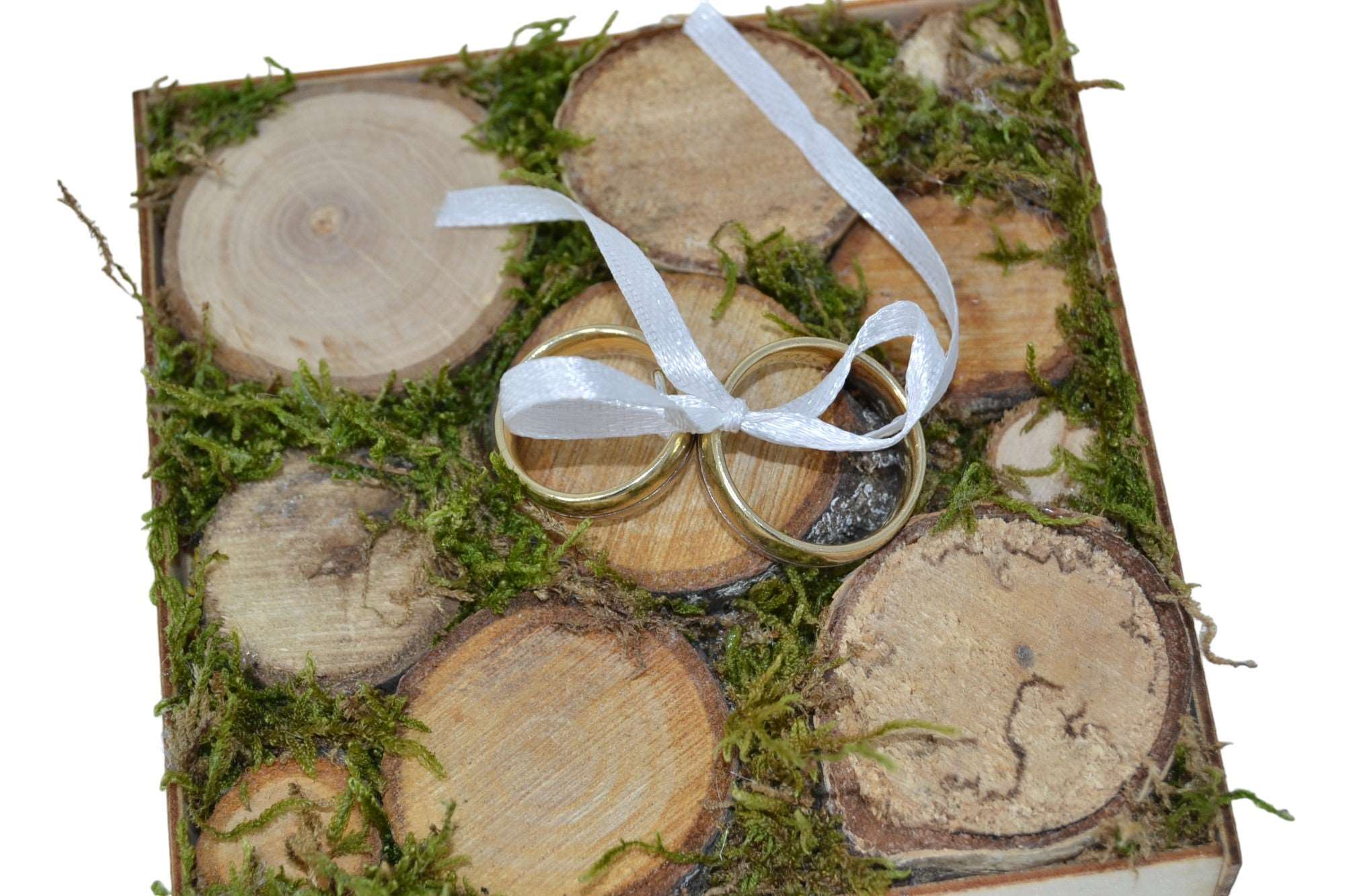 Holz Ringkissen 10x10 mit Moos