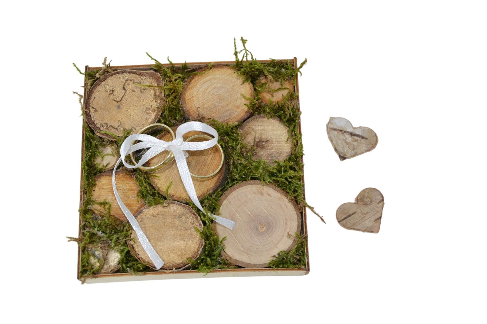 Holz Ringkissen 10x10 mit Moos