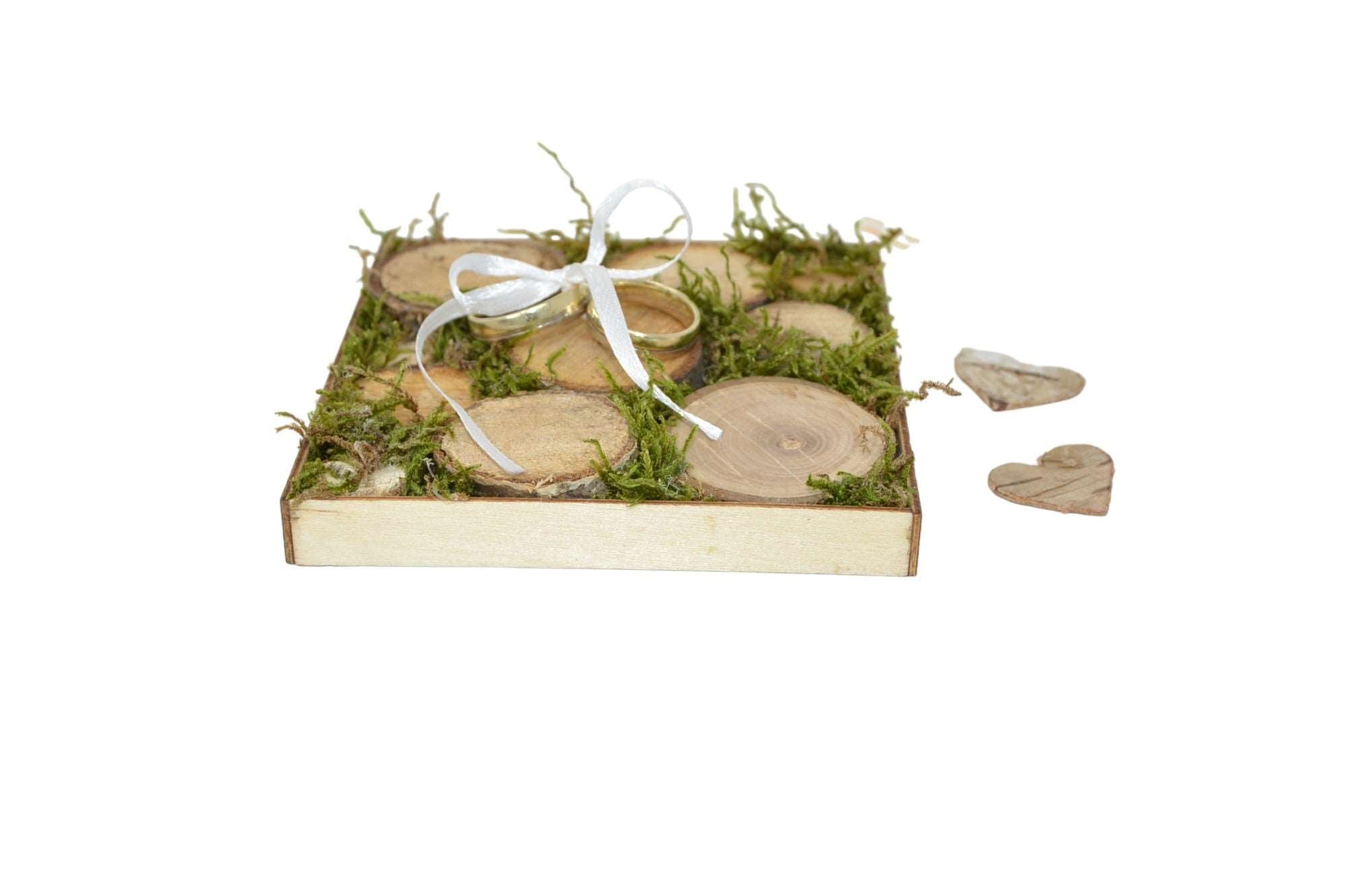 Holz Ringkissen 10x10 mit Moos