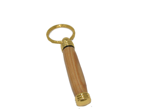 Holz Schlüsselanhänger aus Kirsche mit Geheimfach, vergoldet