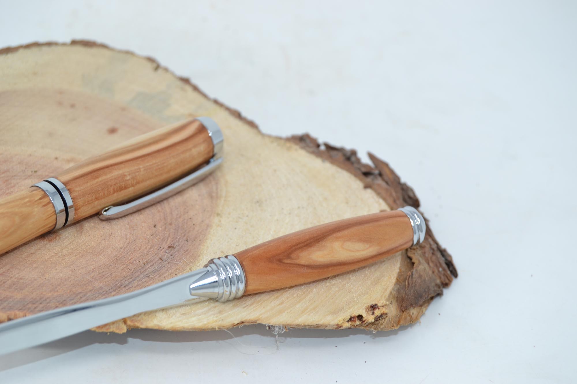 Holz Schreibset Holzkugelschreiber Brieföffner aus Apfelholz