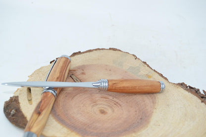 Holz Schreibset Holzkugelschreiber Brieföffner aus Apfelholz,