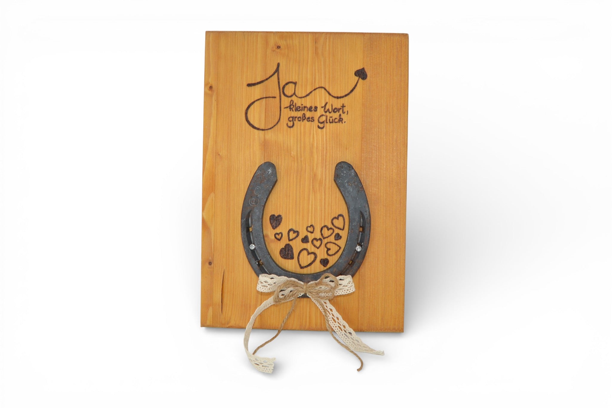 Hochzeitsgeschenk Verlobungsgeschenk Holzbild mit Hufeisen