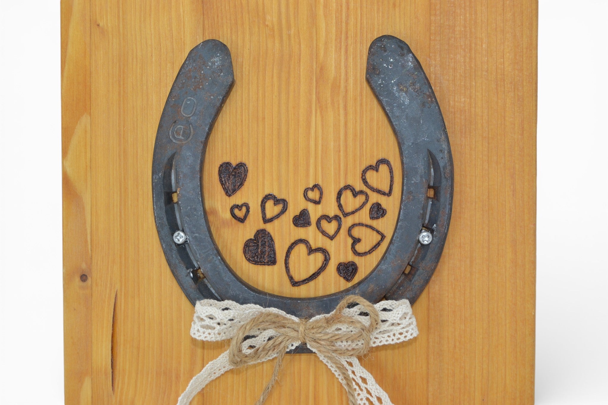Hochzeitsgeschenk Verlobungsgeschenk Holzbild mit Hufeisen
