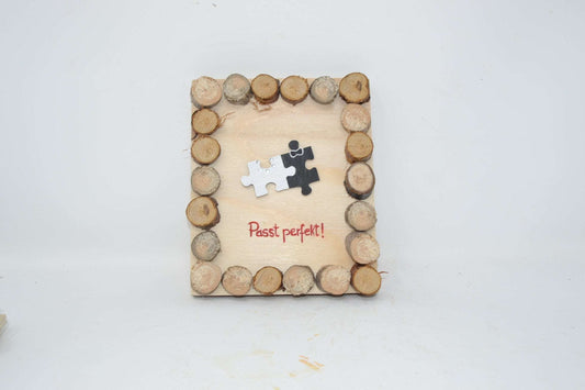 Holzbild "Puzzle" aus Baumscheiben