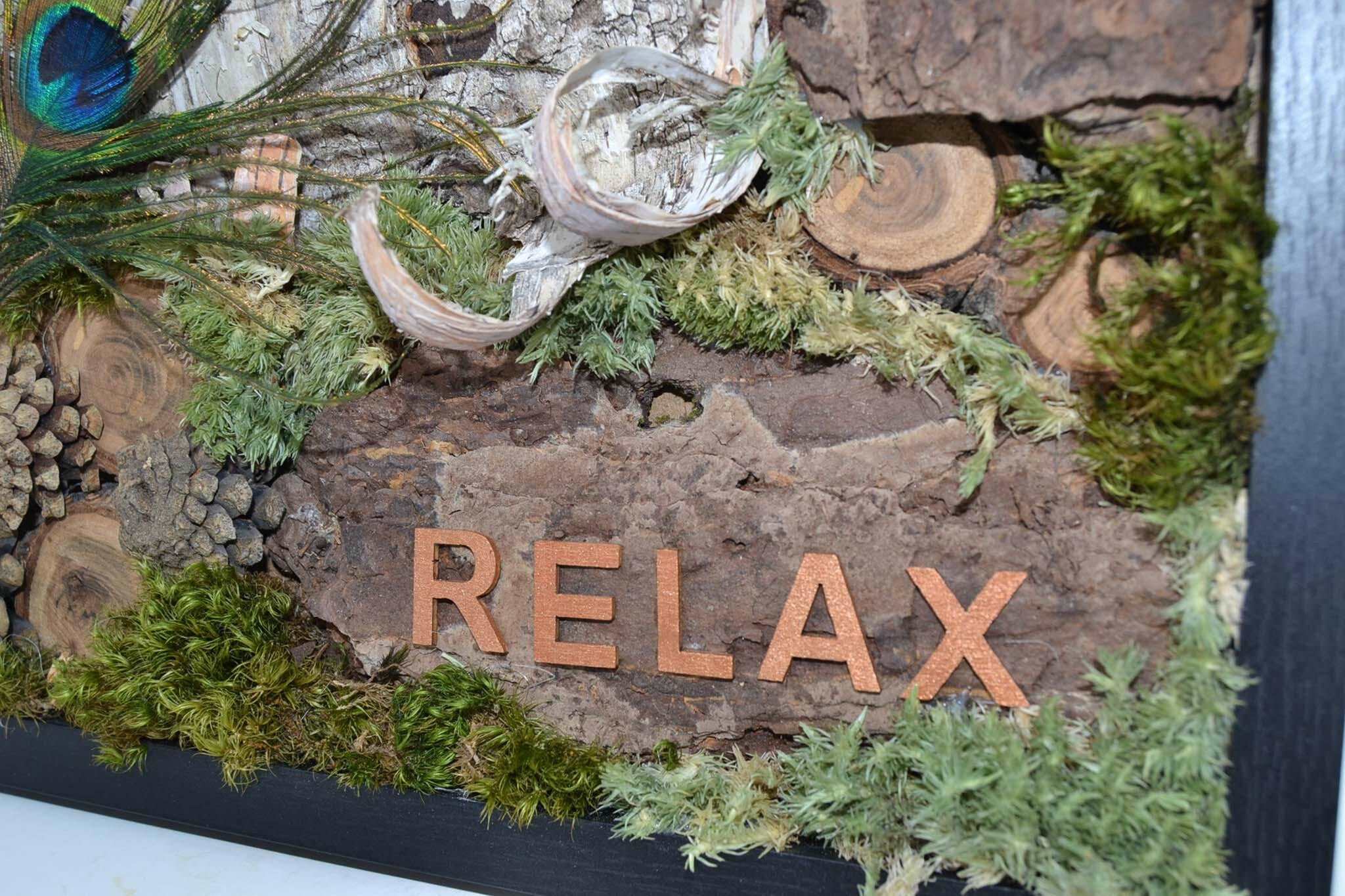 Holzbild "Relax" Detailaufnahme