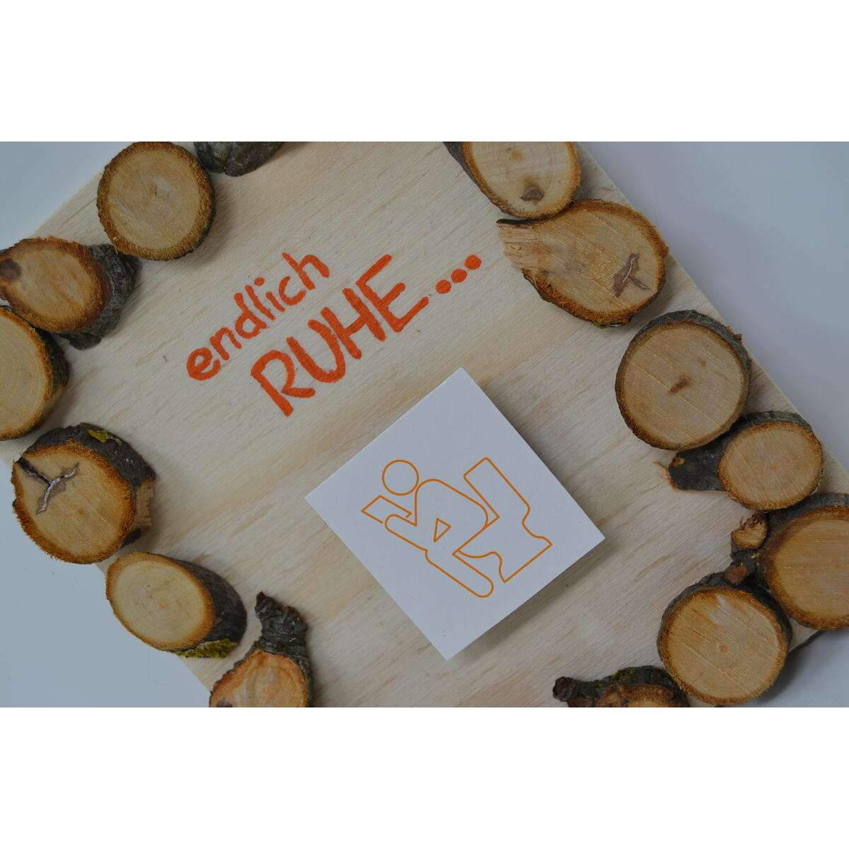 Holzbild "Ruhe" aus Baumscheiben Detailaufnahme