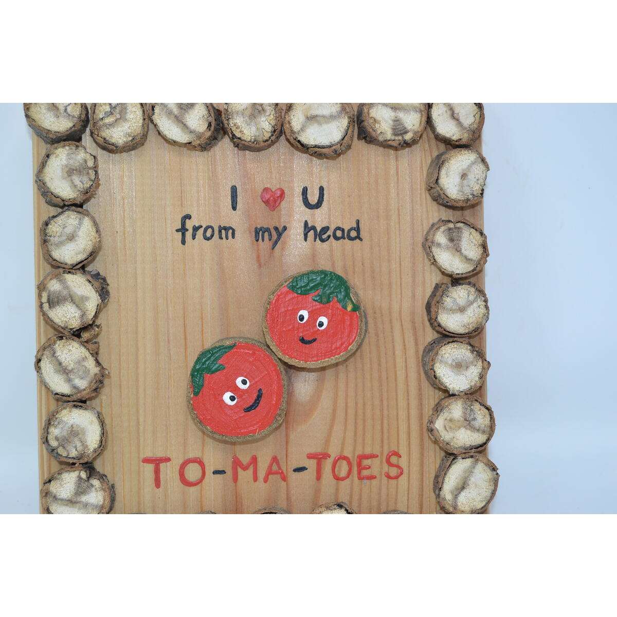 Holzbild "Tomatoes" aus Baumscheiben