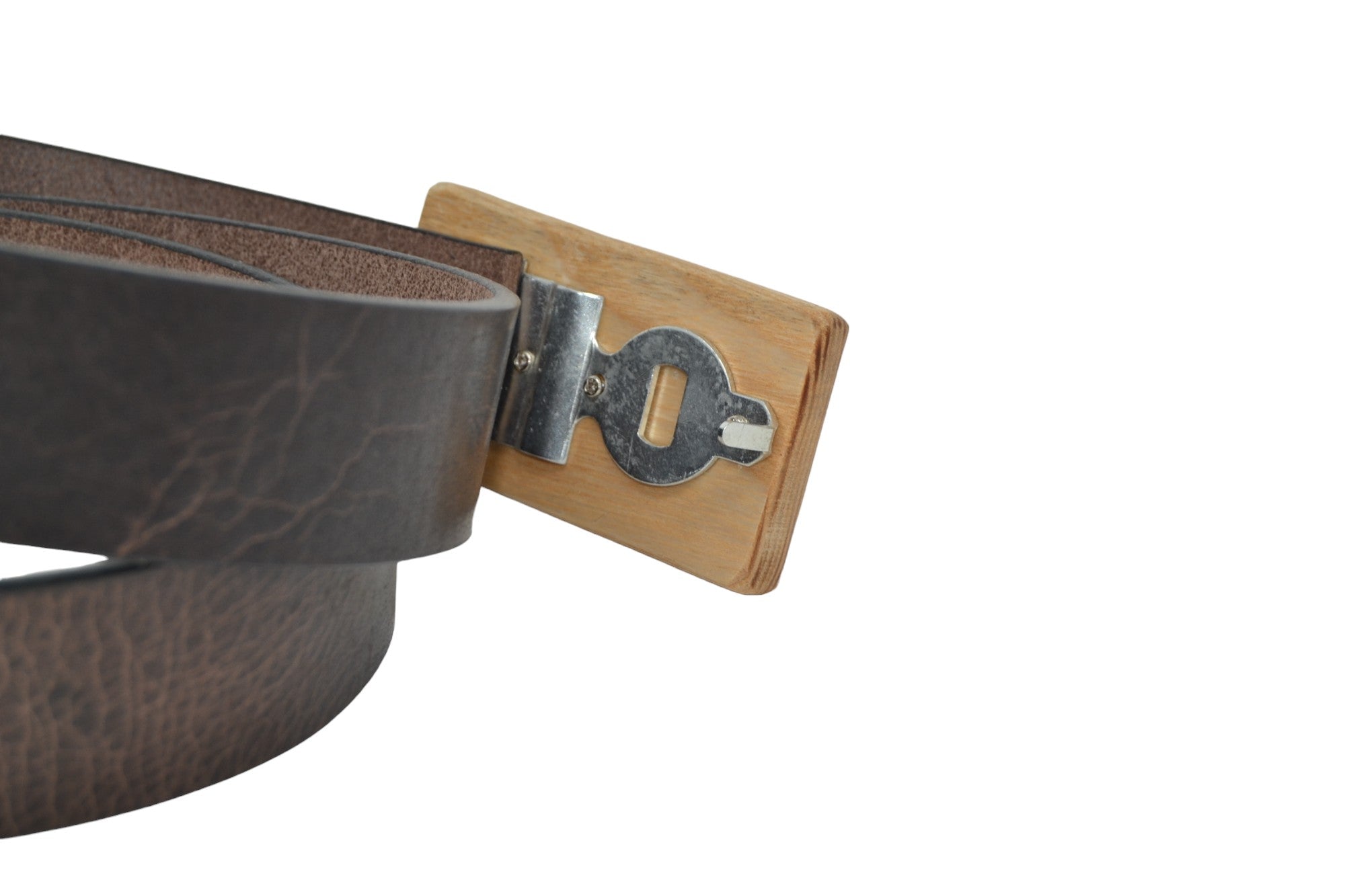 Holzgürtel aus Eschenholz und Büffelleder