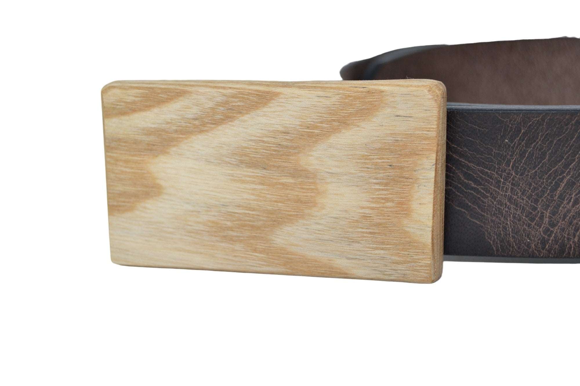 Holzgürtel aus Eschenholz und Büffelleder