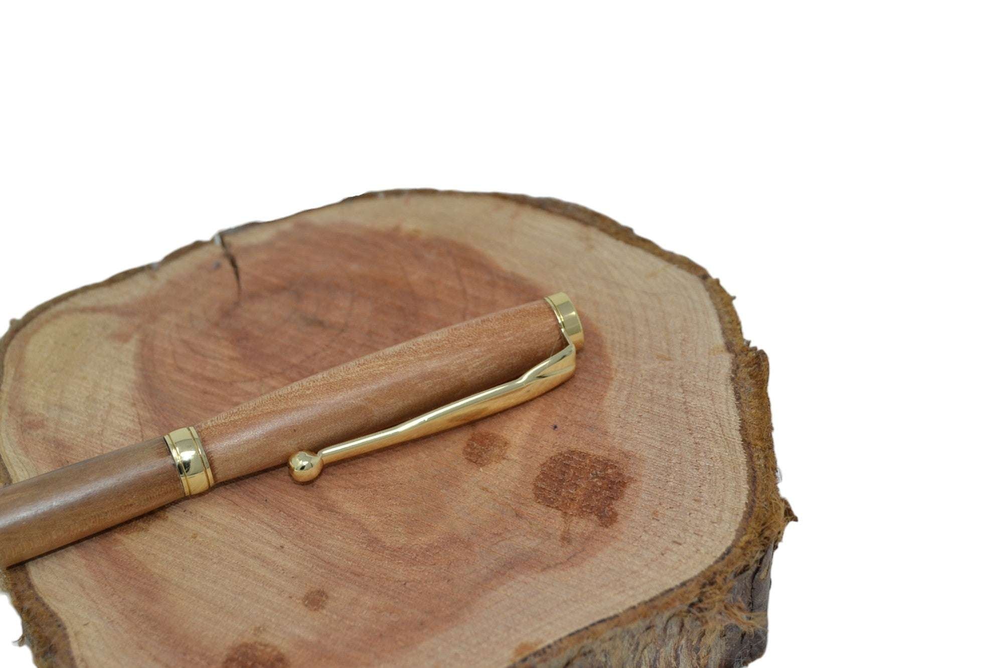 Holzkugelschreiber aus Birne, 24k vergoldet