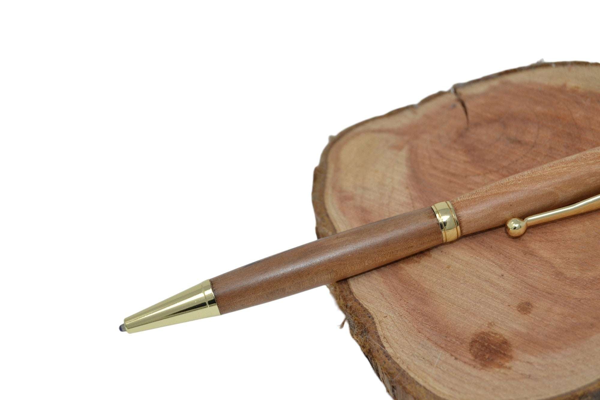 Holzkugelschreiber aus Birne, 24k vergoldet