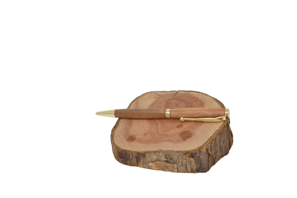 Holzkugelschreiber aus Birne, 24k vergoldet